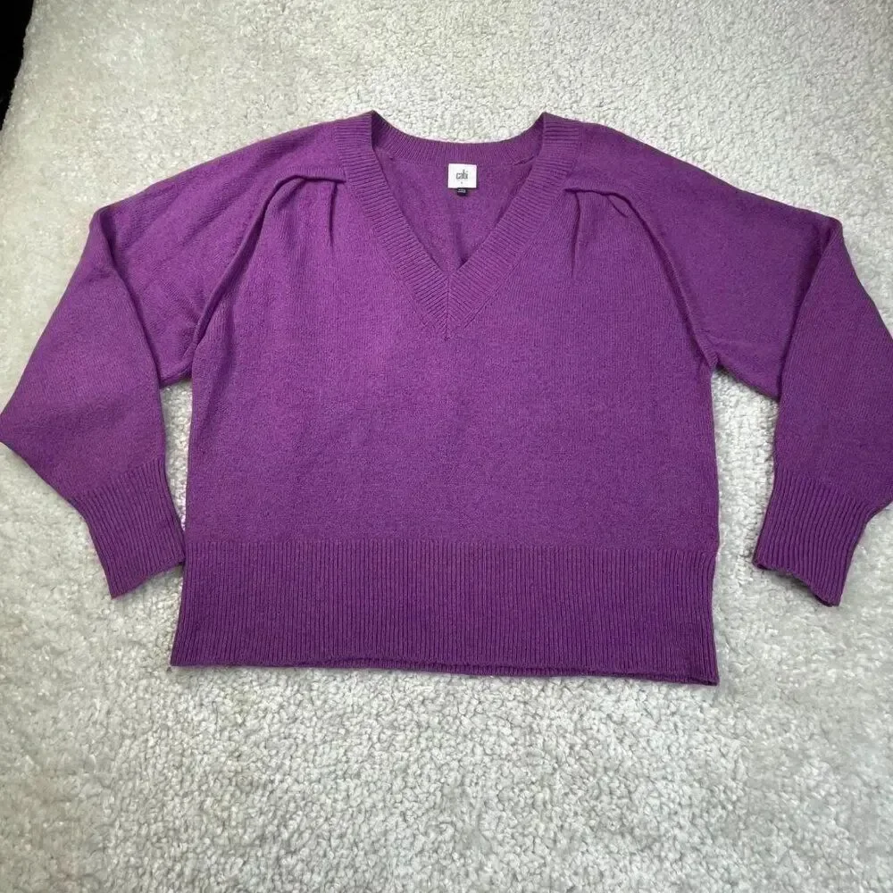 Cabi Luxury V-Neck Pullover Sweater Violet Purple